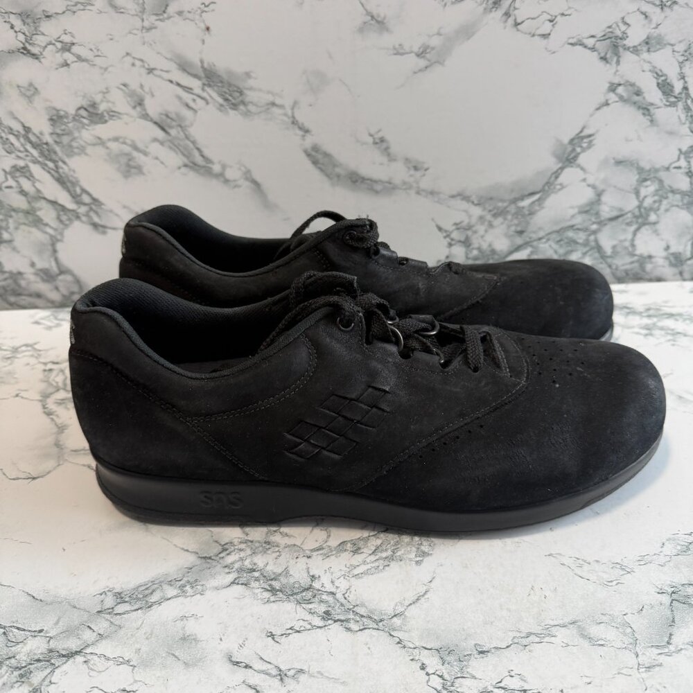 SAS Women 9 Free Time Walking Shoe Black Leather Comfort Sneaker Medium Width